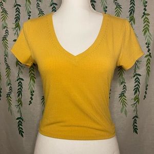 Yellow v-neck shirt TILLYS